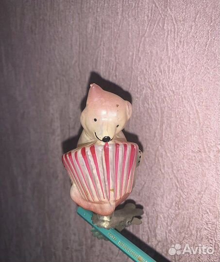 Ёлочная игрушка ссср. медведь С баяном