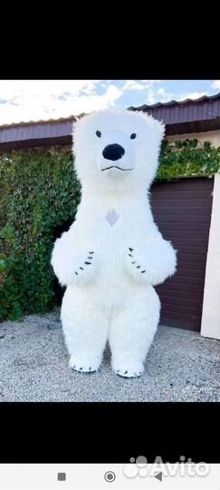 Надувной костюм белого медведя, белый мишка