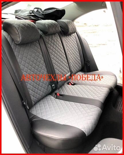 Чехлы Volkswagen Jetta 6 из экокожи чёрно-серые