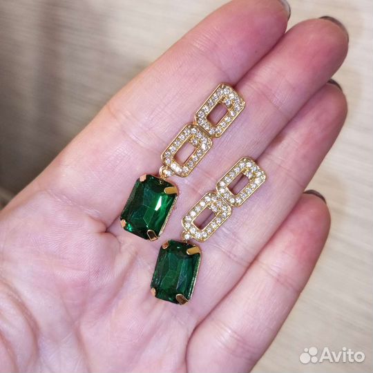 Серьги подвески с кристаллами