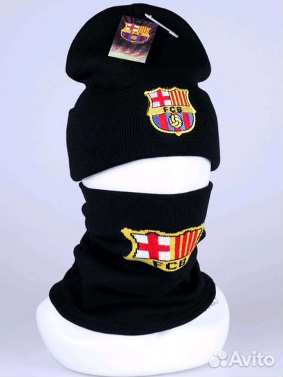 Комплект шапка и снуд для болельщика барселона/ ша