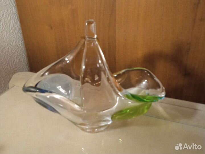 Ваза конфетница Чехословакия цветное стекло