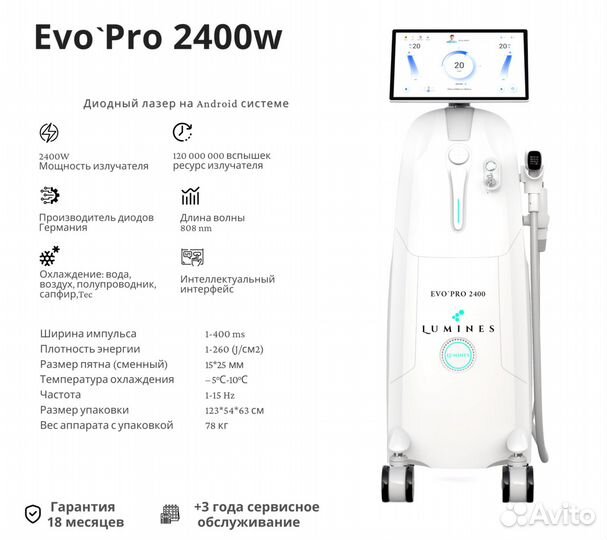 Аппарат для эпиляции Лю’минес Evo-Pro 2400вт