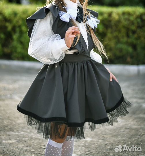 Сарафан школьный серый 128