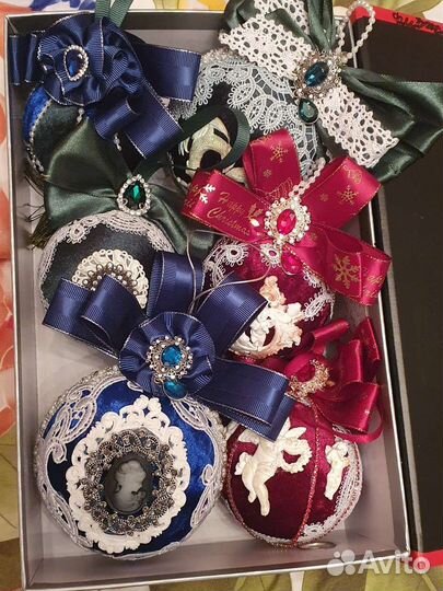 Новогодние шары, украшения на ёлку из бархата