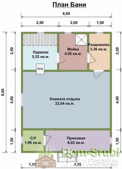 Болохово-Хорошая надёжная Баня из бруса Б-31 (6х8)