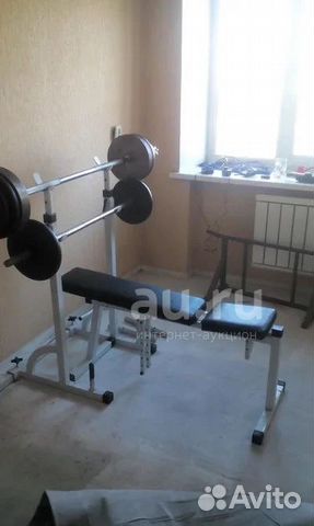 Тренажер (штанга, стойки, лавка) б/у