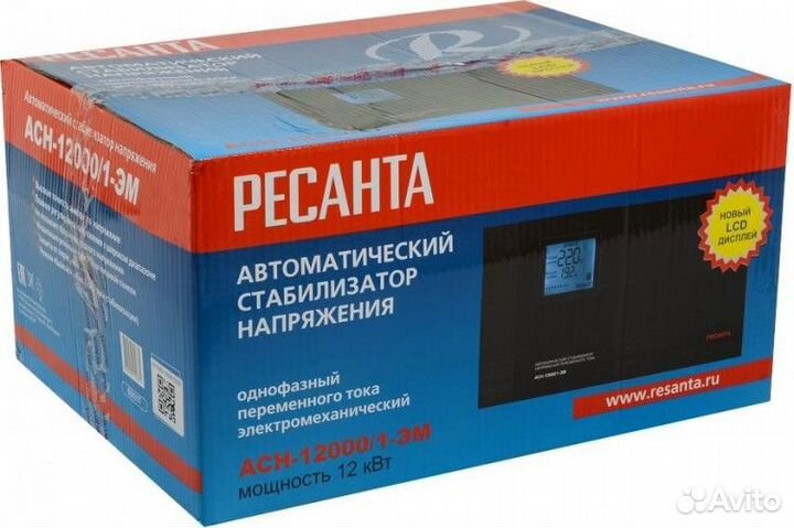 Стабилизатор напряжения однофазный Ресанта асн-12000/1-эм 63/1/17