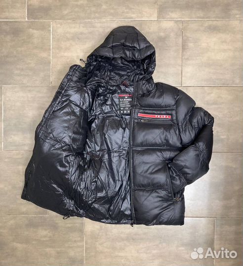 Новый пуховик мужской зимний Prada черного цвета