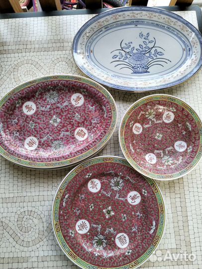 Сервиз китайский, блюдо, тарелки, чашки