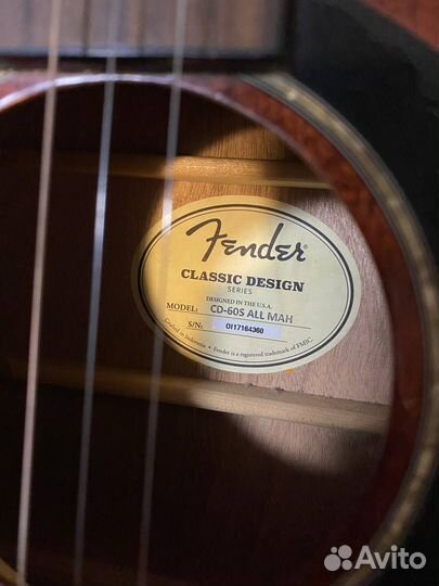 Акустическая гитара fender CD-60S ALL-MAH WN