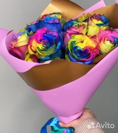 Радужные Розы Цветные Москва