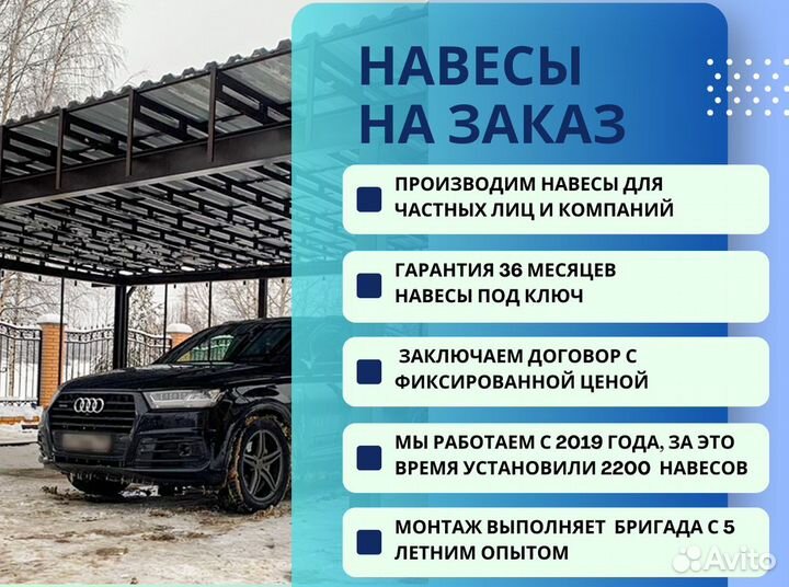 Навесы из поликарбоната / Навесы под ключ