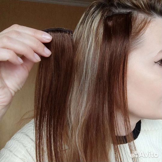 Натуральные волосы на заколках