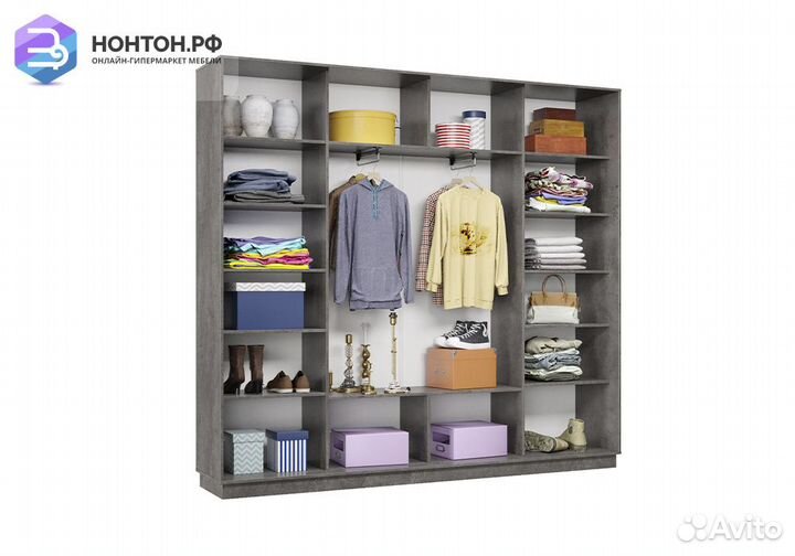 Шкаф-купе трёхдверный Алиот бетон