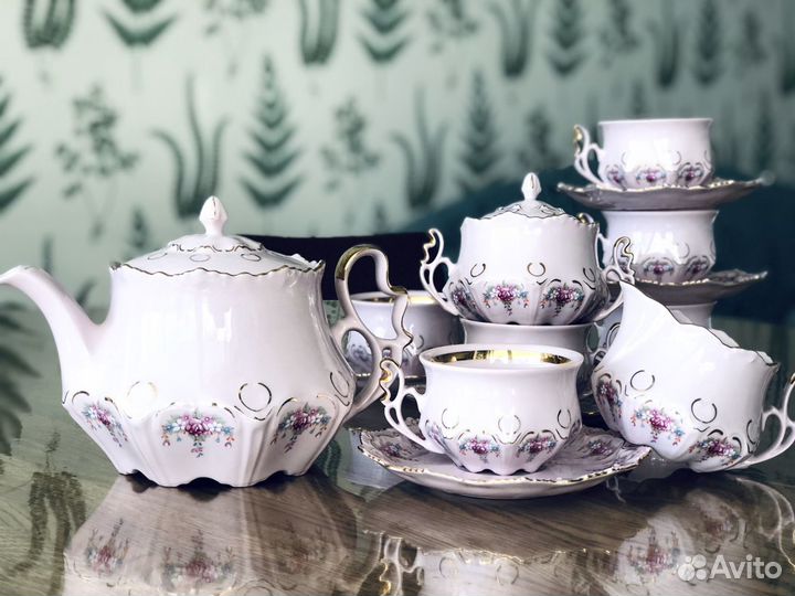 Сервиз чайный Thun розовый фарфор Chodov