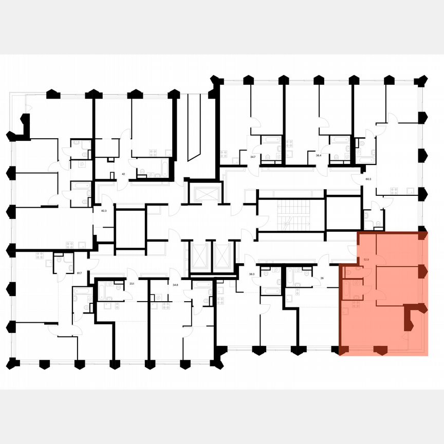 2-к. квартира, 52,9 м², 2/25 эт.