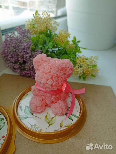 Мишка из мыльных роз. Мыло ручной работы