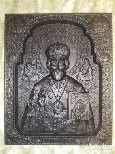 Икона Николай Чудотворец (мореный дуб)