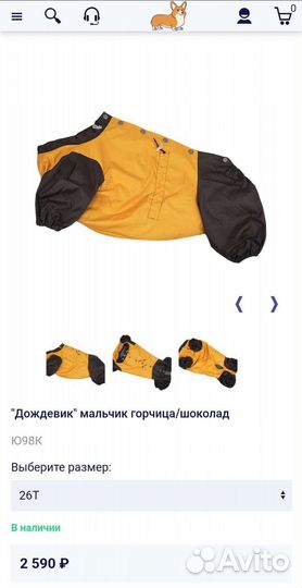 Дождевик для вельш-корги 