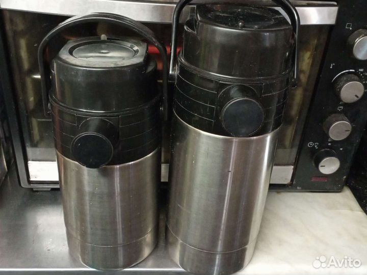 Термос с металлической колбой и помпой б.у бронь