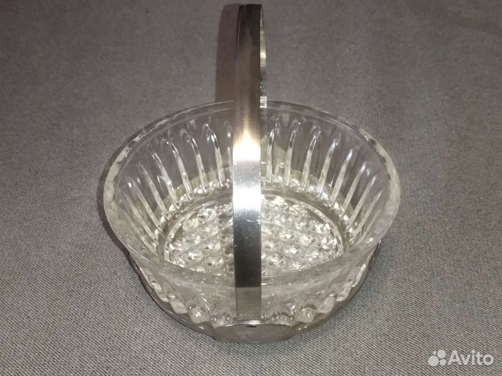 Конфетница хрустальная в мельхиоре. Прошлый век
