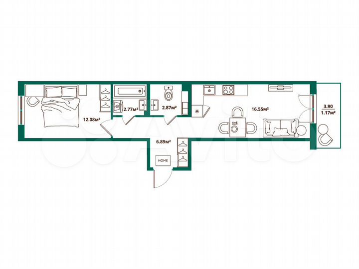 1-к. квартира, 42,3 м², 5/12 эт.