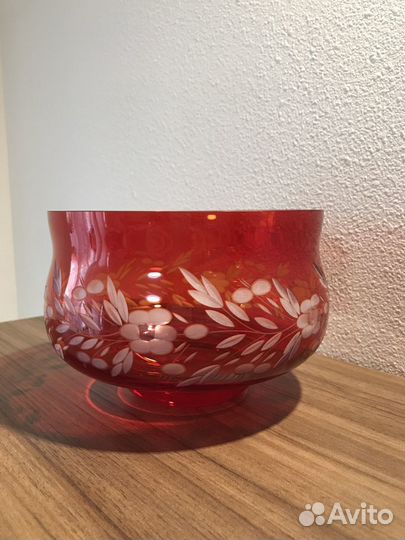 Ваза для фруктов красный хрусталь СССР