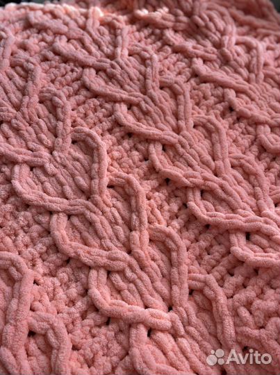 Вязаный плюшевый плед