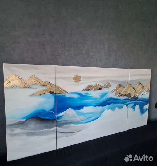 Картина триптих Горы поталь акрил
