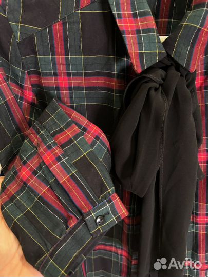 Рубашка в клетку с бантом