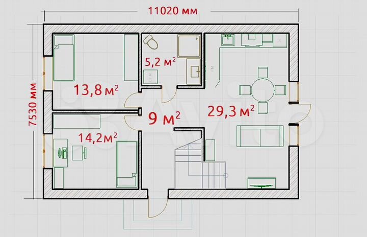 Коттедж 125 м² на участке 4,5 сот.