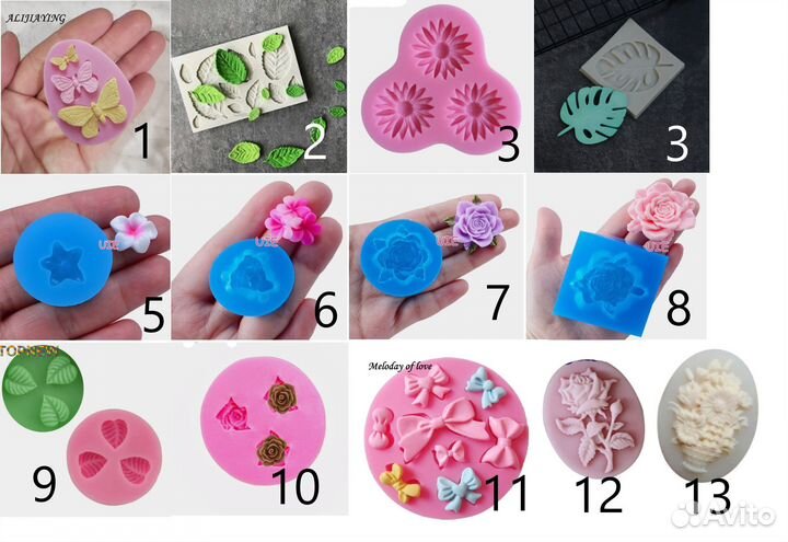 Силиконовые молды для мыла, смолы