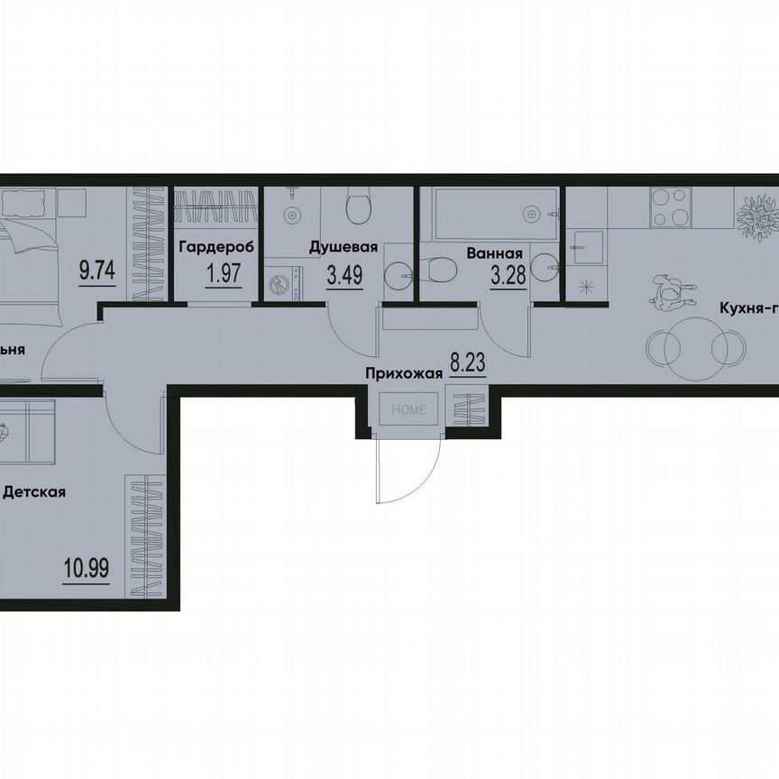 2-к. квартира, 51,8 м², 1/12 эт.