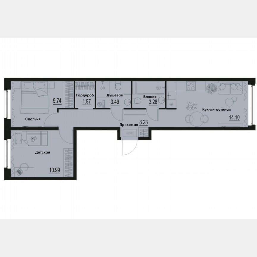 2-к. квартира, 51,8 м², 1/12 эт.