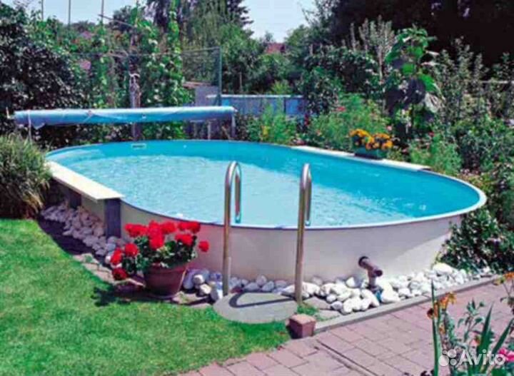 Бассейн сборный овальный вкапываемый глубина 1,5м