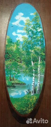 Картина на срезе дерева