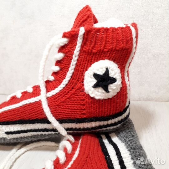 Вязаные носки-кеды аля- Converse