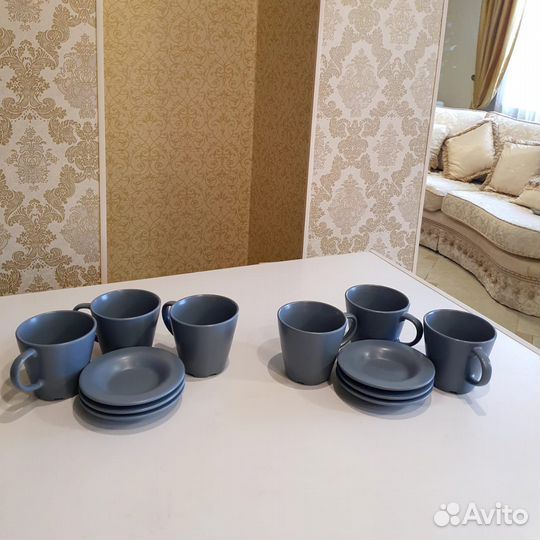 Чашка с блюдцем 6шт(новые) икеа