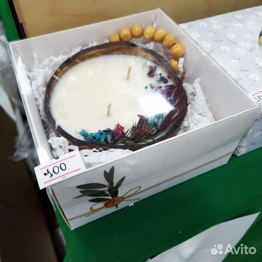 Свеча в кокосе ароматическая соевая