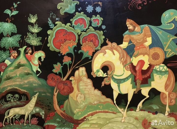 Картина лаковая «Витязь на Распутье» СССР