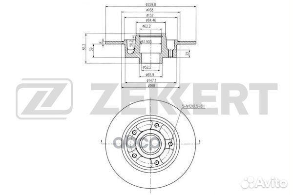 Диск торм. зад. без подшипника без ABS Renault