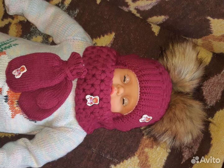 Комплект шапка, шарф и варежки