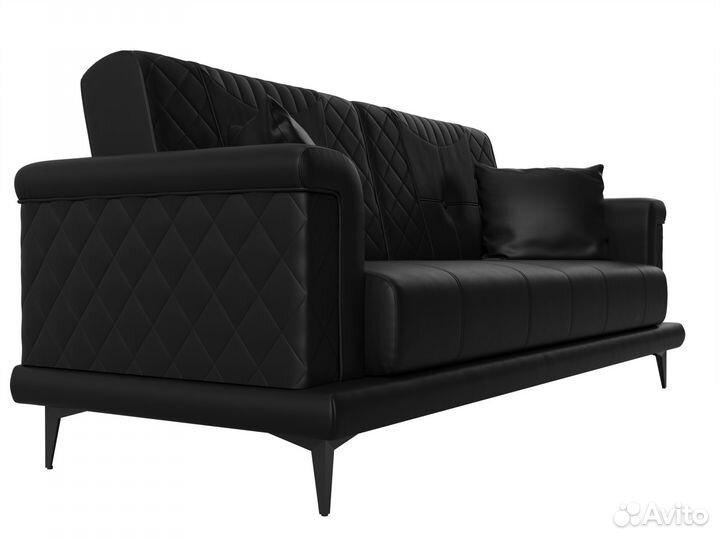 Диван прямой Неаполь, экокожа, черный. Москва и мо