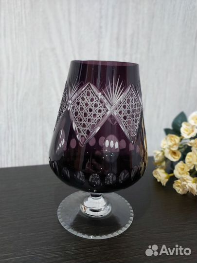 Ваза бокал, цветное стекло, ГДР