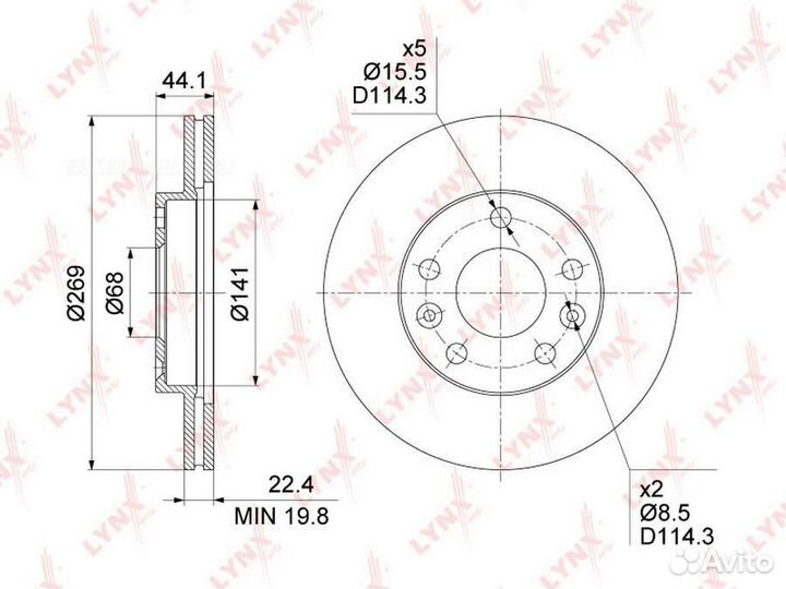 Lynxauto BN-1416 Диск тормозной перед
