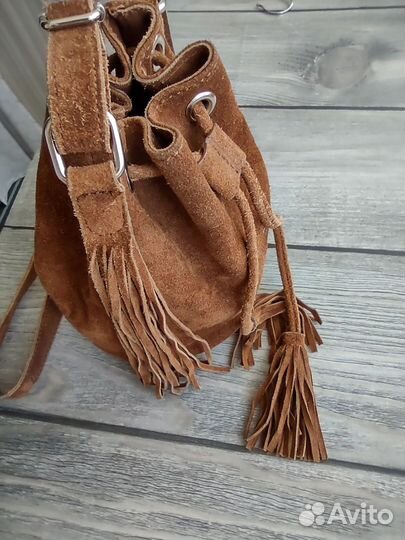 Сумка мешок натуральная замша