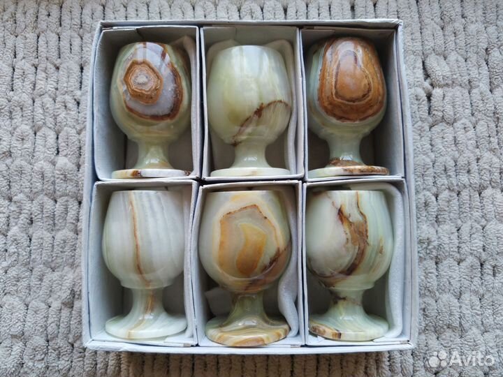 Бокалы фужеры набор 6 шт камень оникс