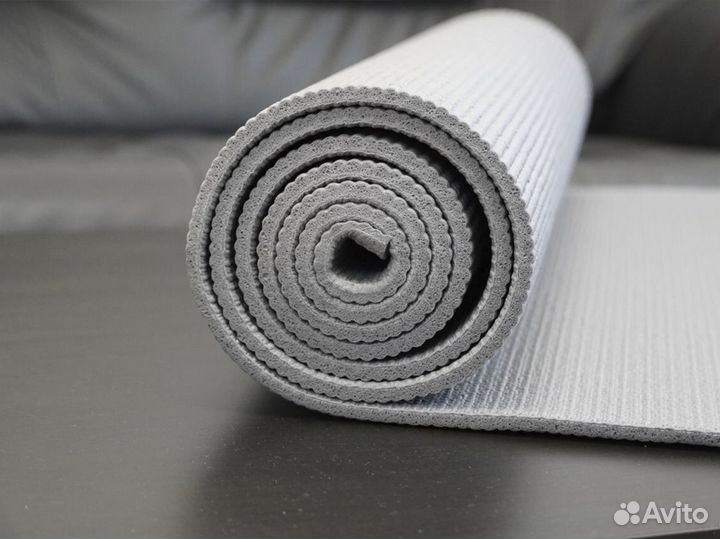 Коврик для йоги и фитнеса 6 мм серый