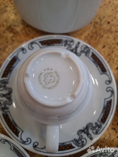 Кофейный чайный фарфоровый сервиз Чехословакия